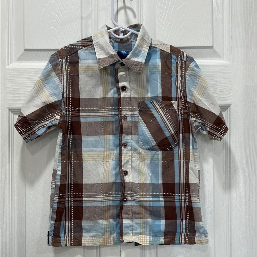 French Toast Kids Plaid Button Down Shirt - Blue and Brown
